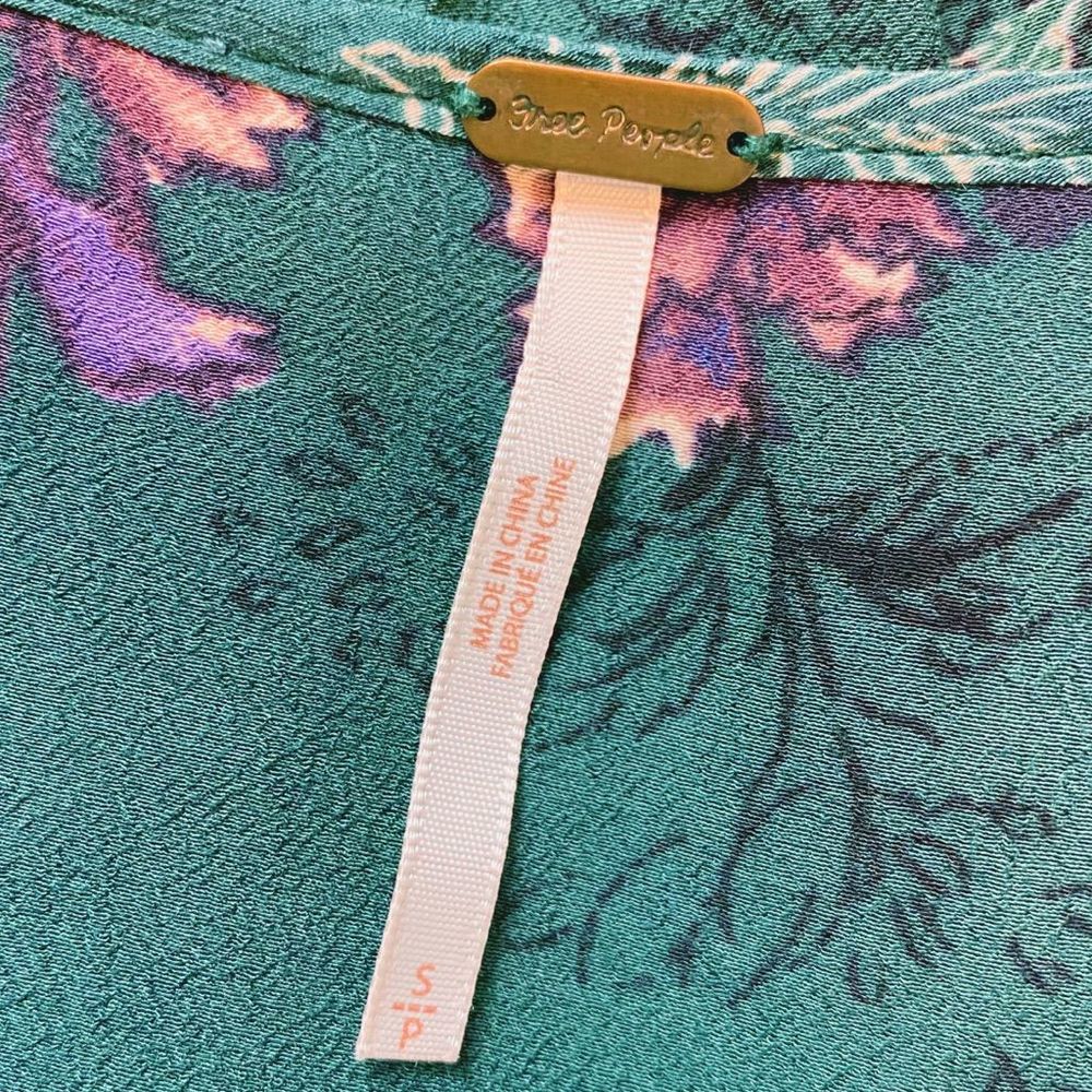Free People Green Floral Criss Cross Swing Dress/Tunic - Picture 5 of 5